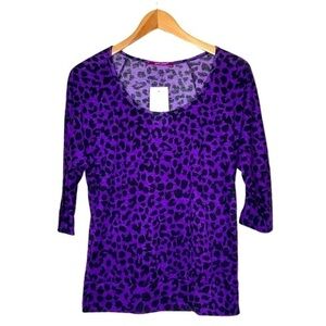 𝅺julie’s Closet Purple & Black 3/4 Sleeve Top